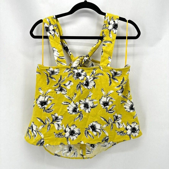 Banana Republic Cross Front Top Size M Floral Linen Coquette Preppy Boho NWT - Picture 4 of 11